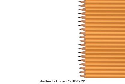 Pencils lying in a vertical row on a white background. Vector illustration EPS 10