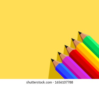 Pencils with multiple colors and soft background