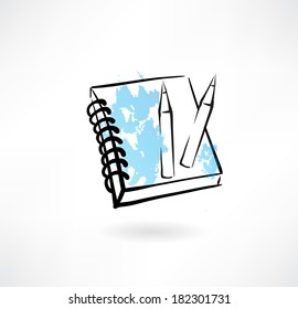 pencils and notebook grunge icon