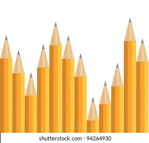 Pencils on white vector illustration