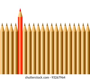 Pencils and one red pencil