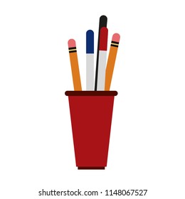 Pencils and pen in cup