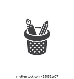 pencils and pens in a cup icon