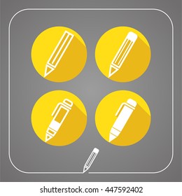 Pencils and pens. Edit icon set 