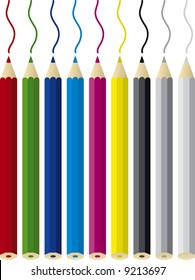 Pencils in primary colors
