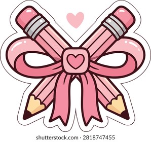 Pencils Ribbon Bow Sticker