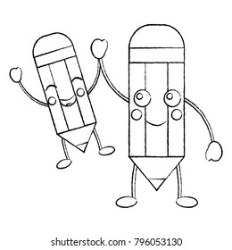 pencils school supplies kawaii icon image 