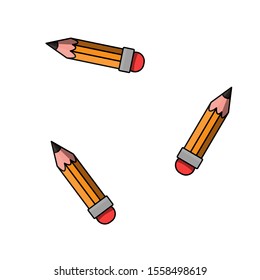 
Pencils for schoolboy and student putter. Study stock vector illustration on a white background