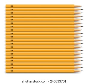 Pencils set with full range of hardness with classic yellow design Vector illustration