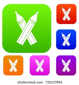 Pencils set icon color in flat style isolated on white. Collection sings vector illustration