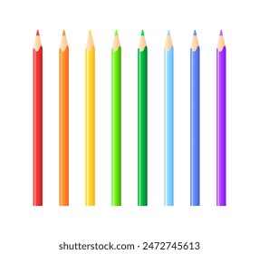 Pencils Set Icons. Colored pencil icons. Flat style. Vector icons.