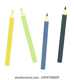  Pencils set isolated on white background Vector Flat illustration EPS 10