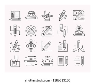 Pencils set of vector icons.