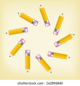 Pencils situated in the shape of sun / The pencil composition / Pencils