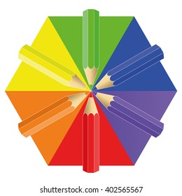 pencils of six flowers. vector illustration
