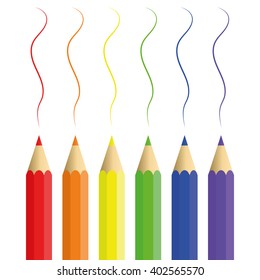 pencils of six flowers. vector illustration