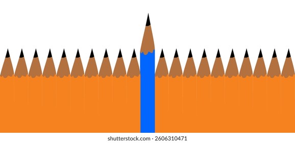 Pencils. Stand Out from the Crowd. Vector Illustration