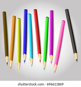 Pencils, top view.