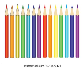 Pencils. Various color pile pencils, pencil vector illustration.