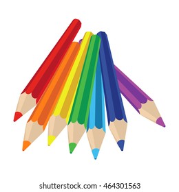 Pencils vector icon image on white background. Colored pencils vector illustration.