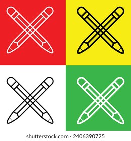 Pencils Vector Icon, Lineal style icon, from Work in Progress icons collection, isolated on Red, Yellow, White and Green Background.