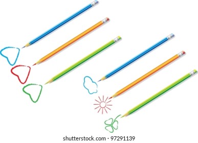 pencils. Vector illustration (EPS8). All parts (object) closed, possibility to edit.