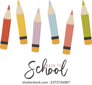 Pencils vector illustration, School vector, kids illustration, colored pencils isolated, baby element