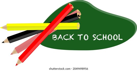 Pencils vector illustrations isolated on white background, pencils idea concept with back to school text on it.