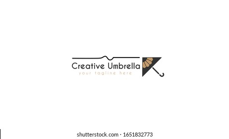 plantilla vectorial con el logotipo de paraguas en forma de lápiz, inspirador logotipo creativo con un aspecto atractivo