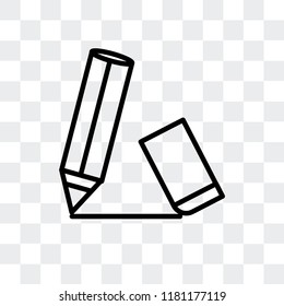 Pencin and Eraser vector icon isolated on transparent background, Pencin and Eraser logo concept