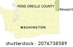 Pend Oreille County and city of Newport location on Washington state map