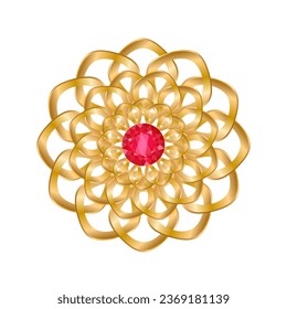 pendant earring with ruby golden