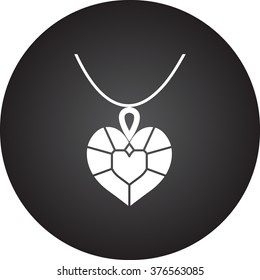 Pendant with heart diamond stone simple icon on colorful round background