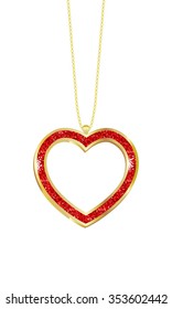 Pendant heart in a frame on a colored background