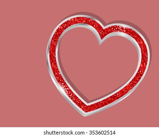 Pendant heart in a frame on a colored background
