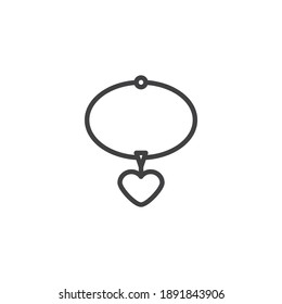 Pendant heart line icon. linear style sign for mobile concept and web design. Heart necklace outline vector icon. Symbol, logo illustration. Vector graphics