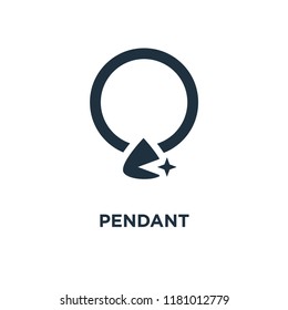 Pendant icon. Black filled vector illustration. Pendant symbol on white background. Can be used in web and mobile.