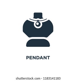 Pendant icon. Black filled vector illustration. Pendant symbol on white background. Can be used in web and mobile.