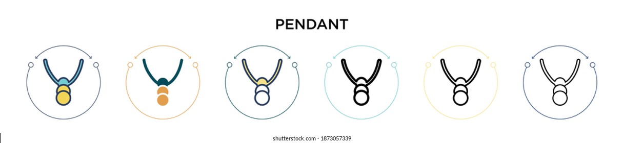 Pendant icon in filled, thin line, outline and stroke style. Vector illustration of two colored and black pendant vector icons designs can be used for mobile, ui, web