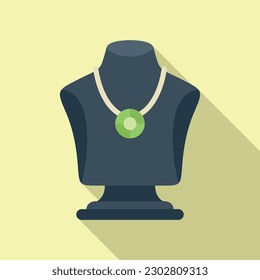 Pendant jewelry dummy icon flat vector. Bust fashion. Precious box