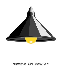 Pendant lamp, ceiling lamp or hanging lamp. Interior design element. Vector illustration isolated on a white background