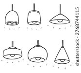 Pendant lamp collection hand drawn doodle style vector illustration