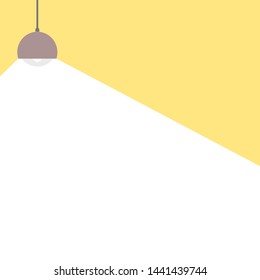 Pendant lamp emits white light on ัyellow background.
