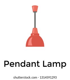 Pendant lamp flat icon design 
