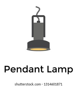 Pendant lamp flat icon design 