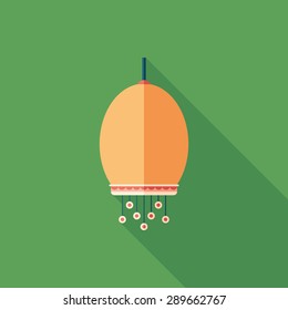 Pendant lamp flat square icon with long shadows.