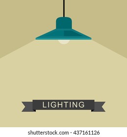 Pendant lamp light in flat style. Vector illustration of lighting.