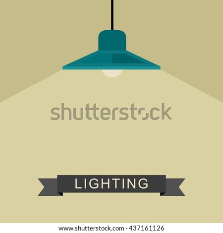 Pendant lamp light in flat style. Vector illustration of lighting.
