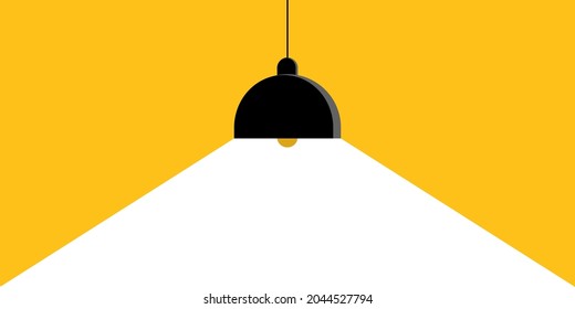 Pendant lamp on yellow background. Lamp for interior and design in flat style.