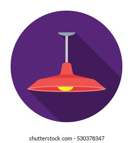 Pendant light icon in flat style isolated on white background. Office furniture and interior symbol stock vector illustration.